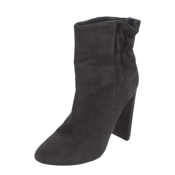 $1140 Christian Dior Gray Charcoal Suede Ruched Pleated Ankle Boots 35 / 5 - Picture 2 of 5